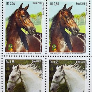C 3592 Selo Brasil Eslovenia Cavalo 2016 Quadra Vinheta Correios