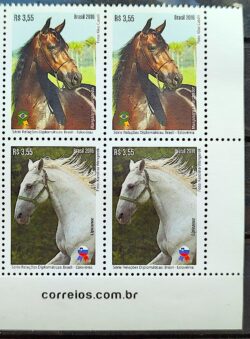 C 3592 Selo Brasil Eslovenia Cavalo 2016 Quadra Vinheta Site