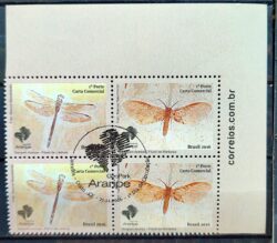 C 3687 Selo GeoPark Araripe Libelula Mariposa Inseto 2016 Quadra CBC CE Vinheta Site