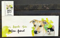 C 3751 Selo Defesa Animal Cachorro Gato 2018 Vinheta 2