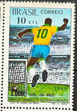 C 658 Selo Milesimo Gol de Pele Futebol 1969