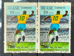 C 658 Selo Milesimo Gol de Pele Futebol 1969 Dupla