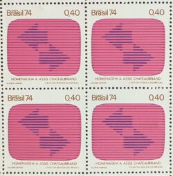 C 837 Selo Meios de Comunicacao Televisao 1974 Quadra