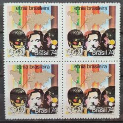 C 840 Selo Etnia Brasileira Mapa 1974 Quadra