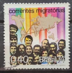 C 841 Selo Correntes Migratorias Mapa 1974 Circulado 1