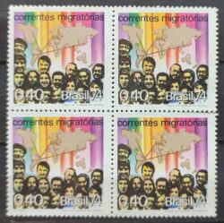C 841 Selo Correntes Migratorias Mapa 1974 Quadra