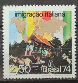 C 843 Selo Imigracao Italiana Mapa Cavalo Carroca 1974