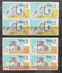 C 846 Selo Turismo Sao Miguel das Missoes e Sete Cidades 1974 Quadra Serie Completa