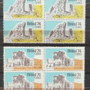 C 846 Selo Turismo Sao Miguel das Missoes e Sete Cidades 1974 Quadra Serie Completa