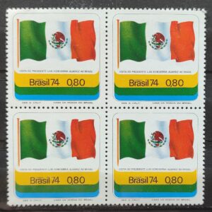 C 852 Selo Presidente do Mexico Luis Echeverria Alvarez Bandeira 1974 Quadra CLM