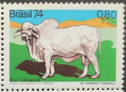 C 864 Selo Animais Brasileiros Mocho Tabapoa Boi Vaca  1974