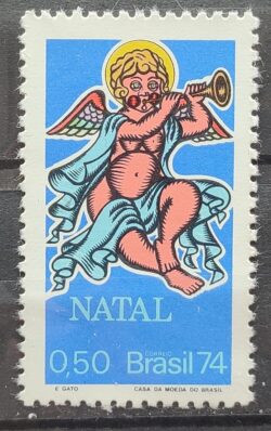 C 868 Selo Natal Religiao Anjo Barroco 1974