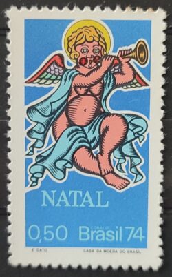 C 868 Selo Natal Religiao Anjo Barroco 1974 CLM 2