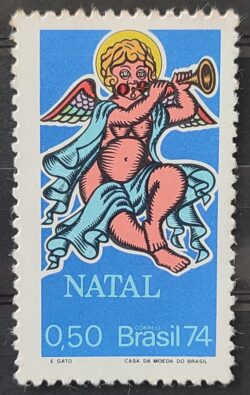 C 868 Selo Natal Religiao Anjo Barroco 1974 CLM 3