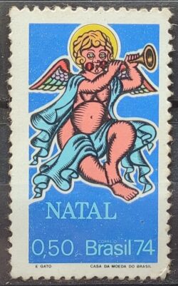 C 868 Selo Natal Religiao Anjo Barroco 1974 CMC