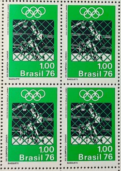 C 933 Selo Jogos Olimpicos Montreal Canada Basquete 1976 Quadra