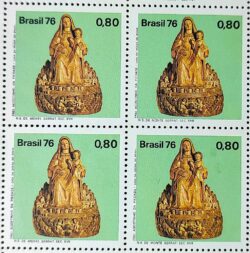 C 964 Selo Evolucao da Escultura no Brasil Arte N S Mont Serrat 1976 Quadra