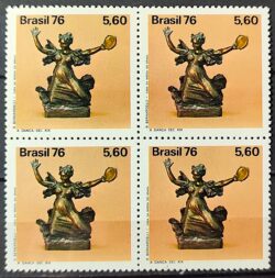 C 966 Selo Evolucao da Escultura no Brasil Arte Danca 1976 Quadra