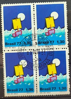 C 997 Selo Dia do Selo Servicos Postais Navio 1977 Quadra CPD MG Campanha