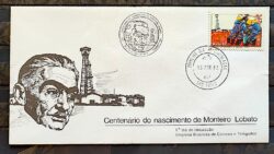 Envelope FDC 248 1982 Monteiro Lobato Literatura Petroleo Energia CBC e CPD SP 04