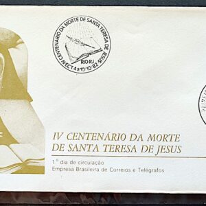 Envelope FDC 265 Santa Teresa de Jesus Religião 1982 CBC e CPD RJ 02