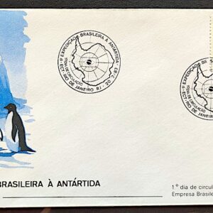 Envelope FDC 278 1983 Expedicao Antartida Pinguim Antártica Mapa Navio CBC RJ