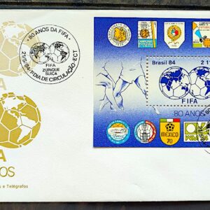Envelope FDC 326 1984 Futebol FIFA Mapa CBC Suica