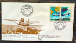Envelope FDC 329 1984 Voo Transoceancio Alemanha Aviao Navio Mapa CBC RJ 01