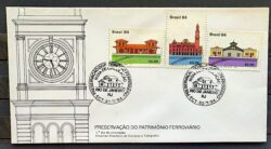 Envelope FDC 333 1984 Patrimonio Ferroviario Trem Relogio Economia CBC RJ 02