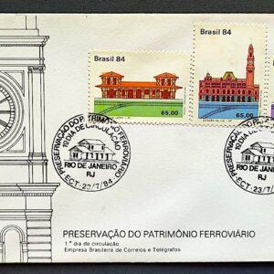 Envelope FDC 333 1984 Patrimonio Ferroviario Trem Relogio Economia CBC RJ 02