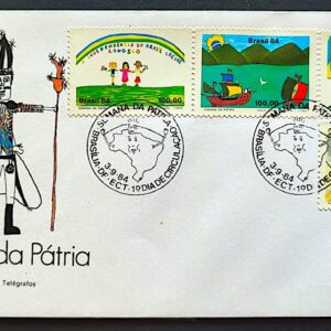 Envelope FDC 336 1984 Semana da Patria Dom Pedro Monarquia Navio CBC Brasilia