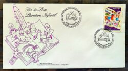 Envelope FDC 340 1984 Dia do Livro Literatura Infantil Crianca Caracol Cavalo CBC RJ 01