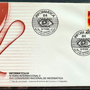 Envelope FDC 342 1984 Congresso Nacional de Informatica Tecnologia Olho CBC RJ 01