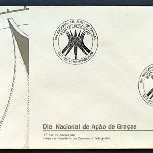 Envelope FDC 345 1984 Acao de Gracas Religiao Igreja CBC Brasilia 01
