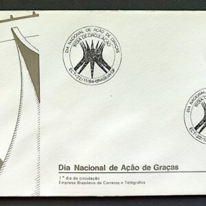 Envelope FDC 345 1984 Acao de Gracas Religiao Igreja CBC Brasilia 02