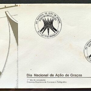 Envelope FDC 345 1984 Acao de Gracas Religiao Igreja CBC Brasilia 04