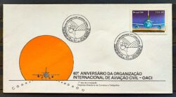 Envelope FDC 347 1984 Organizacao Internacional de Aviacao Civil Aviao CBC RJ 01