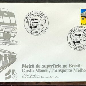 Envelope FDC 351 1985 Metro de Superficie Trem Ferrovia CBC RS 01