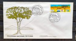 Envelope FDC 354 1985 Programa Nacional do Clima Mapa Navio Galo CBC Brasilia 01