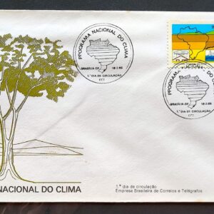 Envelope FDC 354 1985 Programa Nacional do Clima Mapa Navio Galo CBC Brasilia 01