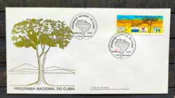Envelope FDC 354 1985 Programa Nacional do Clima Mapa Navio Galo CBC Brasilia 02