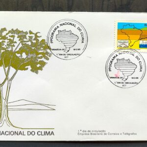 Envelope FDC 354 1985 Programa Nacional do Clima Mapa Navio Galo CBC Brasilia 02