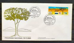 Envelope FDC 354 1985 Programa Nacional do Clima Mapa Navio Galo CBC Brasilia 03