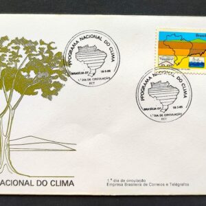 Envelope FDC 354 1985 Programa Nacional do Clima Mapa Navio Galo CBC Brasilia 03