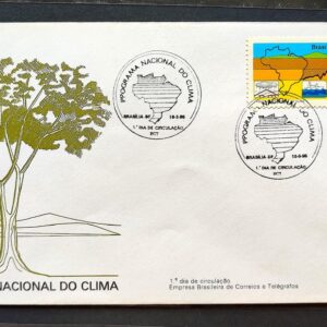 Envelope FDC 354 1985 Programa Nacional do Clima Mapa Navio Galo CBC Brasilia 04