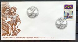 Envelope FDC 382 1985 Imprensa Brasileira Jornal Bandeira Pernambuco Chapeu CBC PE 01