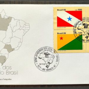 Envelope FDC 384 1985 Bandeira dos Estados PA RS SP CBC AC 01