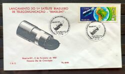 Envelope PVT FIL 002 1985 Brasilsat Satelite Mapa Comunicacao CBC Brasilia