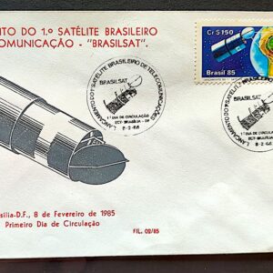 Envelope PVT FIL 002 1985 Brasilsat Satelite Mapa Comunicacao CBC Brasilia