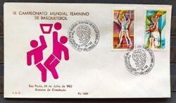 Envelope PVT FIL 014 1983 Mundial Feminino de Basquete Mulher CBC SP